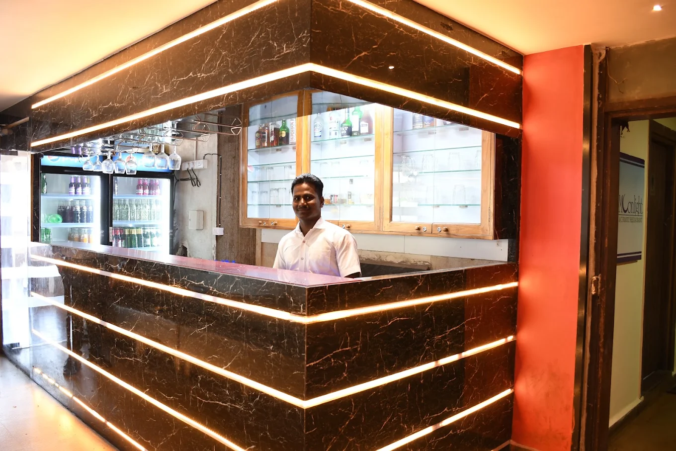 Moonlight Restaurant bar counter, Hotel Omkar